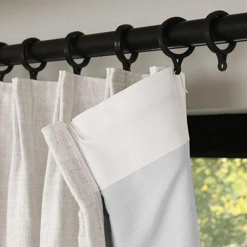 Miniatura 3 de cololeaf Cortinas hechas a medida, mezclas de lino, cortinas opacas plisadas con ganchos para sala de estar, dormitorio, hotel, granja, 1 panel