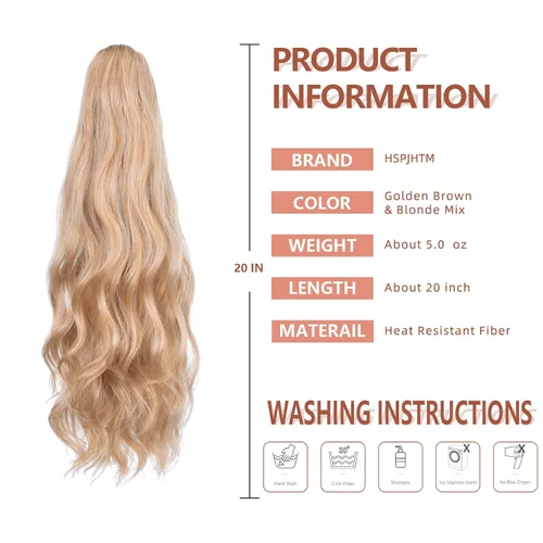 Miniatura 252 de Extensiones de cola de caballo de cabello rubio, extensiones de cola de caballo para mujer, pinza de extensiones de cabello rizado de 12 pulgadas