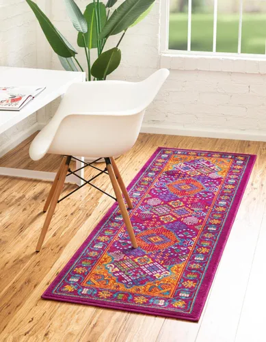 Miniatura 8 de Unique Loom Colección Calypso - Alfombra Trinidad (rectangular, 2 x 3 pies, fucsia/verde)