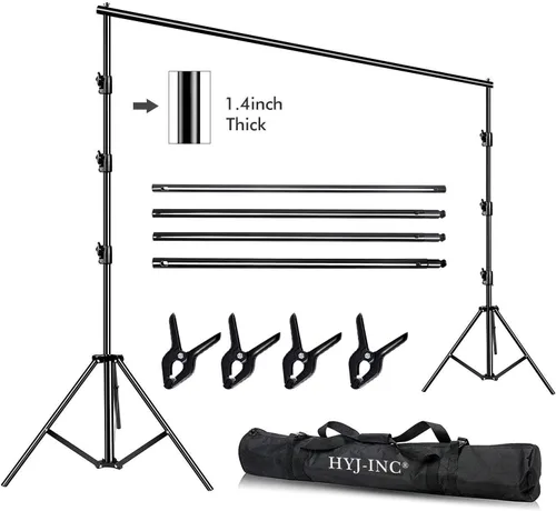 HYJ-INC 10 x 10 pies para estudio fotográfico y video, soporte de fondo de muselina ajustable resistente, sistema de soporte de fondo para