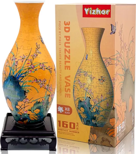 Miniatura 14 de Jarrón de rompecabezas 3D para adultos, 162 piezas de plástico curvado único, regalo de inauguración de la casa para arreglos florales y decoración