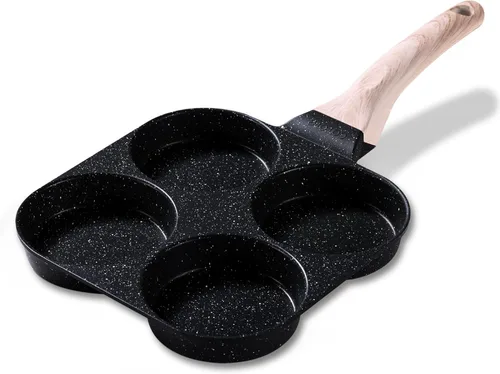 CAROTE Sartén para Huevos Sartén para Tortilla, Sartén Antiadherente de Granito para Tortilla de 4 Tazas - Sartén para Panqueques y Cocedor de Negro