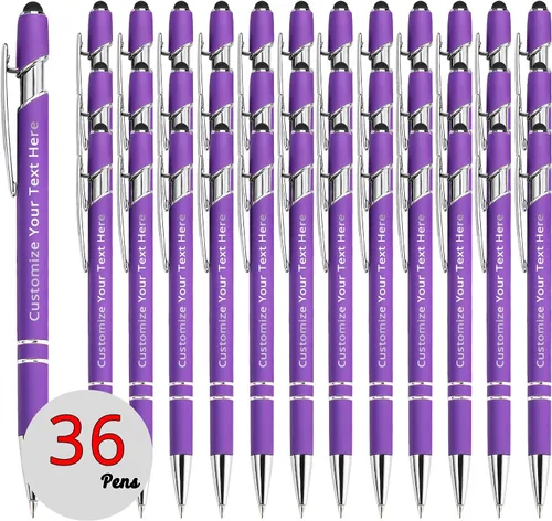 Miniatura 74 de Aolun 108 bolígrafos personalizados al por mayor con stylus grabado, bolígrafos personalizados, metal suave al tacto, grabado de nombre, logotipo