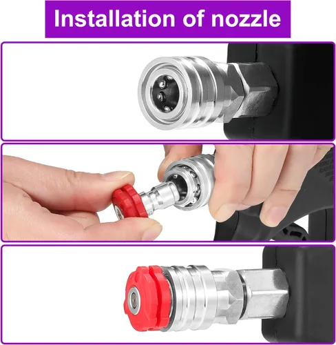 Miniatura 8 de PWACCS Pistola de lavado a presión con giro, pistola corta de lavadora eléctrica con conector rápido de 3/8 pulgadas, ajuste M22 de 14 mm/15 mm, 5