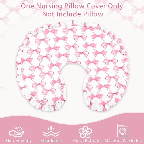 Miniatura 7 de Funda de almohada de lactancia con volantes, funda extraíble para almohadas de lactancia, ultra suave y transpirable, con diseño moderno de encaje