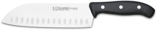 3 Claveles Cuchillo japonés Santoku, patrón de panal, carne, pescado y verduras, acero inoxidable, línea DOMVS, 7.1 in - 7 pulgadas