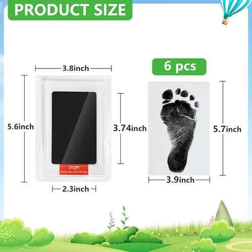 Miniatura 2 de Jazb Paquete de 6 kits de huellas y manos sin tinta para bebés recién nacidos, kit de huellas de huellas de tinta para perros, kit de impresión