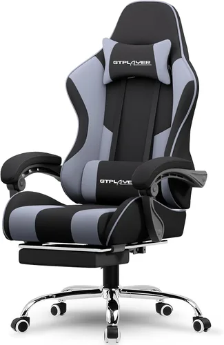 Miniatura 23 de GTPLAYER Silla para videojuegos, silla de computadora con reposapiés y soporte lumbar, silla de juego ajustable en altura con asiento giratorio