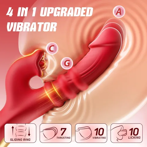 Miniatura 2 de Toendi Vibrador de empuje juguetes sexuales, consoladores para adultos, vibrador de punto G con anillo deslizante, consolador de empuje 7 10 lamer
