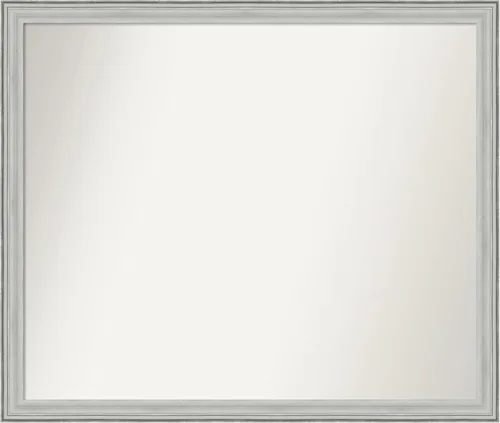 Miniatura 291 de Amanti Art Espejo de baño plateado para sobre fregadero, 25 x 25 pulgadas, espejo de tocador cuadrado estrecho de níquel cepillado, marco de madera