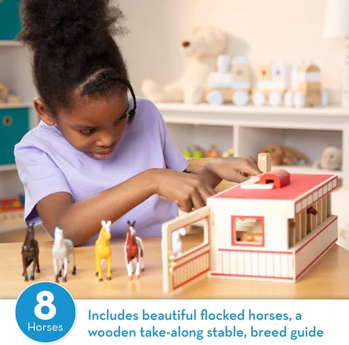 Miniatura 9 de Establo de madera de juguete con 8 caballos, de Melissa & Doug