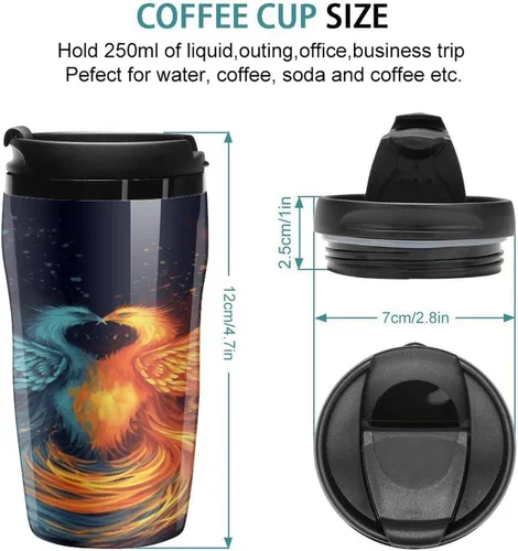 Miniatura 2 de Fire And Water Phoenix Coffee Cup Hot Coffee Travel Mug Reusable Iced Coffee Cups Double Heat Insulation Coffee Mug with Leak-Proof Lid Stylish