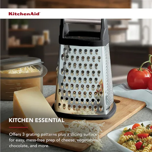 Miniatura 4 de KitchenAid Gourmet - Rallador de caja de acero inoxidable de 4 lados para rejilla fina, media y gruesa, contenedor de almacenamiento desmontable