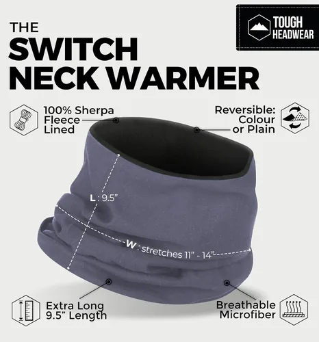 Miniatura 3 de Tough Headwear Swtich - Polainas de cuello de invierno para hombres y mujeres, polaina de cuello de forro polar, polaina de esquí, reversible