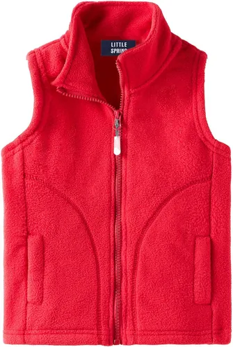 LittleSpring Chaleco de forro polar para niños, con cremallera completa, cálido, sin mangas