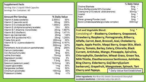Miniatura 9 de 120 cápsulas líquidas multivitamínicas de frutas y verduras, multivitaminas cargadas, suplementos, múltiples vitaminas tienen muchos antioxidantes
