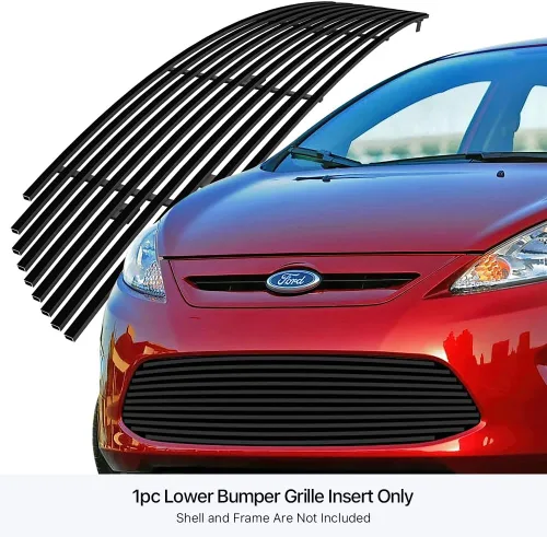 Miniatura 3 de APS Compatible con Ford Fiesta 2011-2013 SE SEL Hatch Back & 13 Titanium Lower Bumper Acero Inoxidable Negro 8x6 Horizontal Billet Front Grill