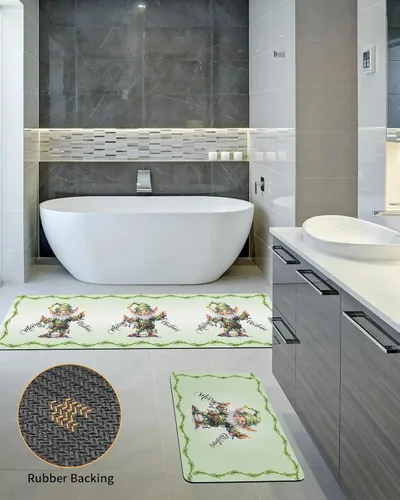 Miniatura 3 de Tapete de baño de gnomos verdes para bañera, tapete antideslizante de secado rápido y absorbente, tierra de diatomeas, fregadero, dormitorio