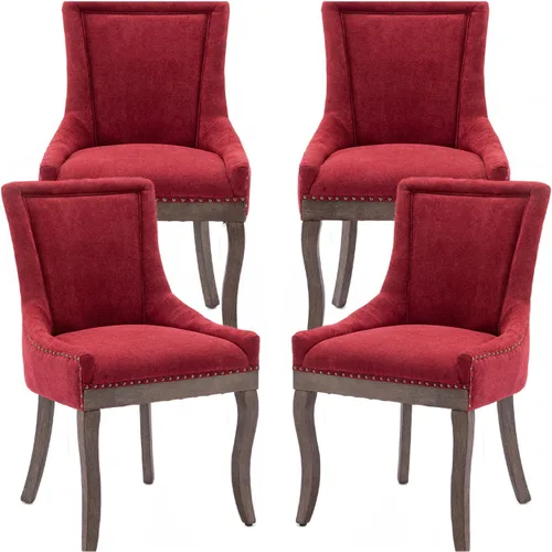 Miniatura 50 de Sillas de Comedor - Juego de 6 sillas de comedor modernas, tapizadas de tela con respaldo alto con ribete de cabeza de clavo y patas curvas