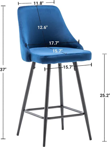 Miniatura 3 de BTEXPERT Juego de 2 sillas de bar de comedor tapizadas de alta calidad de 25 pulgadas de altura, taburetes de bar con respaldo alto, taburetes