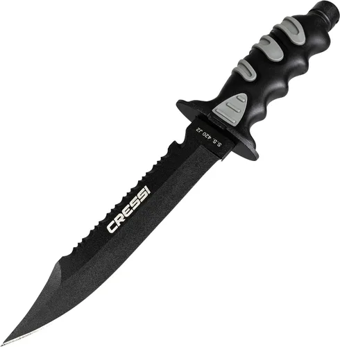 Miniatura 2 de Cressi Cuchillo grande grande con funda – Revestimiento negro templado AISI 420 Hoja de acero inoxidable japonés – Gigante: Diseñado en Italia