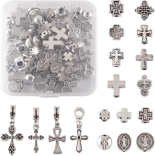 Miniatura 29 de Craftdady 300 piezas Cuentas espaciadoras de aleación tibetana dorada antigua 30 estilos surtidos Cuentas de columna poligonal asimétrica, cuentas