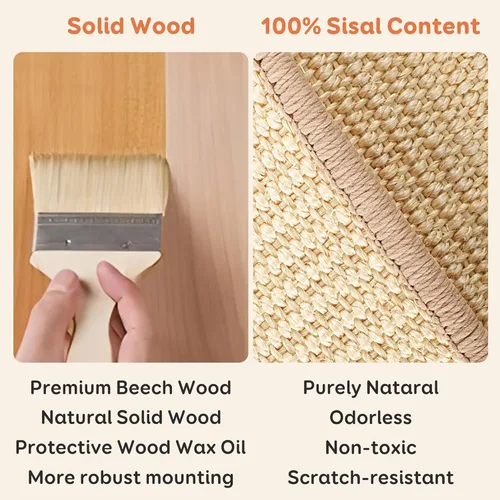 Miniatura 8 de Cama rascador de sisal para gatos, hamaca de madera de haya, almohadilla para arañazos para gatos, juguete para gatos de interior, poste rascador
