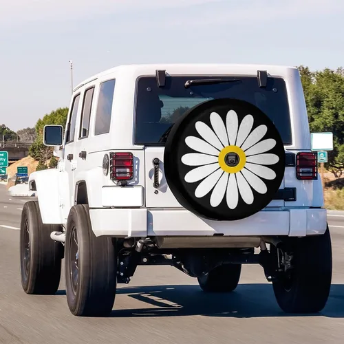 Miniatura 2 de Daisy Flower 003 - Cubierta de neumático de repuesto con orificio de cámara de respaldo para remolque, RV, SUV y muchos vehículos, 17 pulgadas