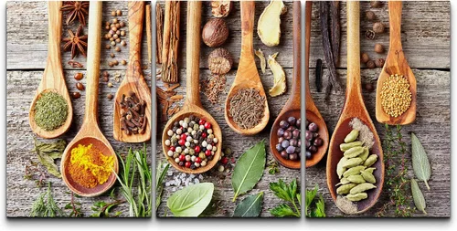 Miniatura 138 de wall26 Lienzo enmarcado para pared, juego de arte de hierbas, verduras y condimentos en madera, alimentos, fotografía cultural, realismo, paisaje