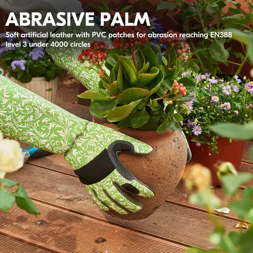 Miniatura 3 de Vgo... 1 par de guantes de jardinería para mujer, guantes de trabajo de seguridad, guantes de manga larga, a prueba de pinchazos, pantalla táctil