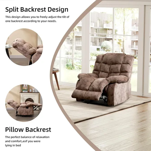 Miniatura 5 de CANMOV Silla reclinable manual, sofá reclinable individual con respaldo y reposabrazos sobrerelleno para sala de estar, muebles de dormitorio