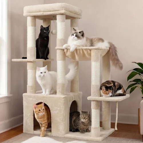 Heybly Árbol para gatos resistente, torre para gatos de interior grande para adultos, casa condominio alta para gatos con zócalo extragrande,