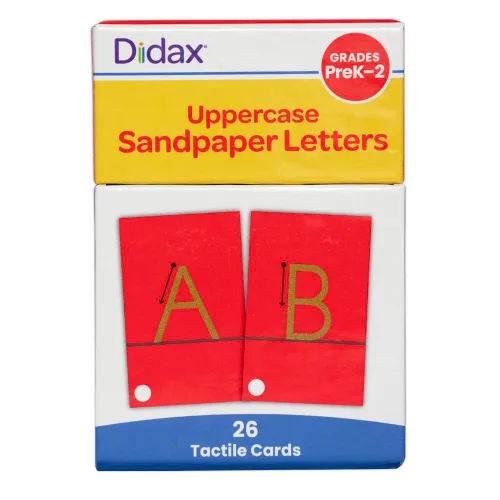 Miniatura 2 de Didax - Letras de papel de lija mayúsculas – 28 tarjetas táctiles del alfabeto para los grados de prekínder a 1er – Recursos educativos para jóvenes