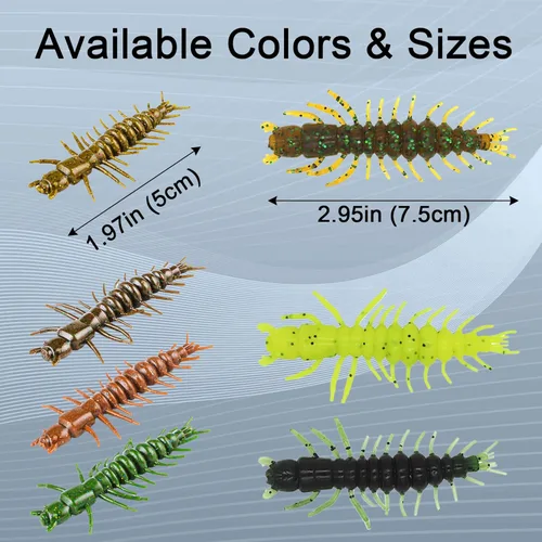 Miniatura 2 de Eupheng Señuelos de pesca Hellgrammite de 2"/3", señuelos de pesca de plástico suave súper realistas para Ned Jig Drop Shot Rig, cantidad de 20