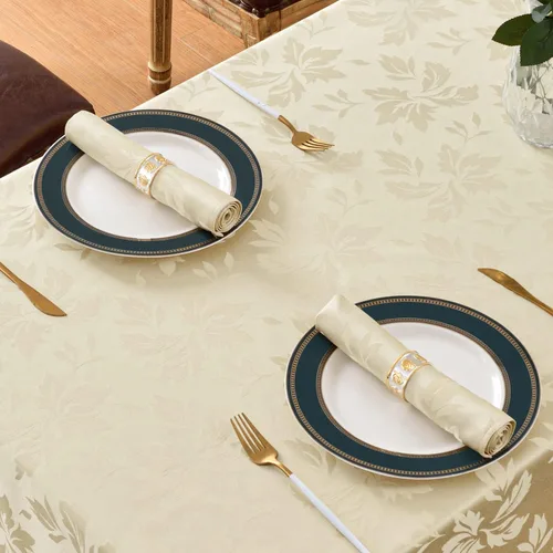 Miniatura 6 de Romanstile Mantel rectangular de jacquard de primavera, impermeable, diseño floral de damasco, manteles decorativos de tela pesada para cenas