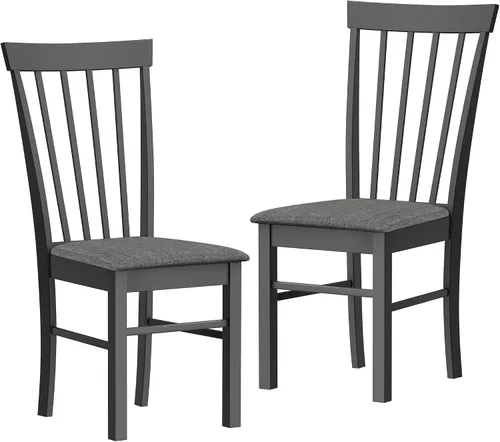 HOMCOM Juego de 2 sillas de comedor de madera, sillas de cocina tapizadas de granja con marco de madera de goma para sala de estar, comedor, negro y