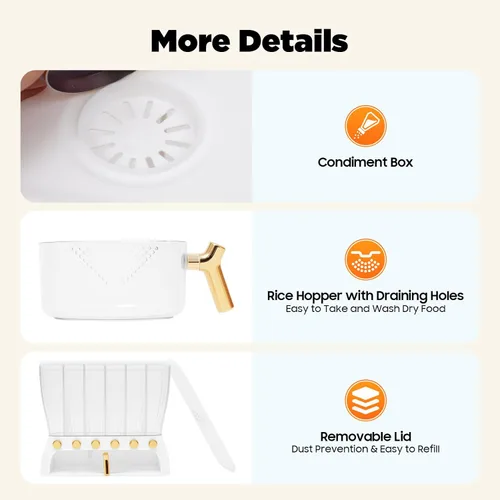 Miniatura 6 de Dispensador de alimentos secos, dispensador de 6 granos de rejilla montado en la pared, dispensador de granos con taza medidora, organizador