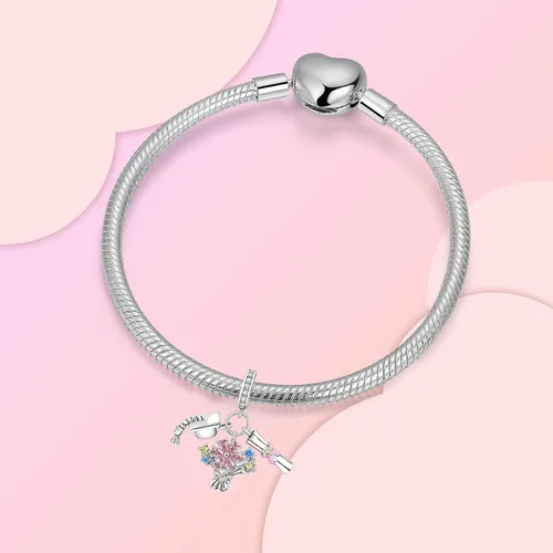 Miniatura 58 de Dije de girasol con diseño de estrella y luna y elefante para pulsera, collar de plata de ley 925, dijes de corazón de amor para mujer, regalo
