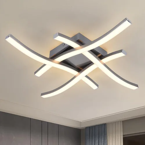 Miniatura 11 de EDISLIVE Moderna lámpara de techo LED regulable curva, 2 luces de 22.5 pulgadas, lámpara de techo minimalista LED empotrada para dormitorio
