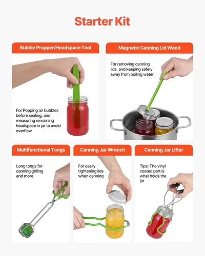 Miniatura 5 de VEVOR Kit de Suministros de Conservas para Principiantes, Kit de Baño de Agua de Acero Inoxidable de 9 Piezas, Set de Herramientas de Conservas