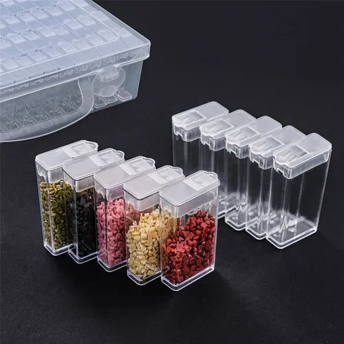 Miniatura 5 de Huacan Contenedores de Almacenamiento para Pintura de Diamantes, Accesorios para Pintura de Diamantes, Caja de Almacenamiento de 64 Rejillas