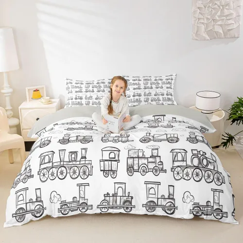Miniatura 36 de Feelyou Race Car Duvet Cover Twin Size Boys Girls Speed Sports Car Bedding Set Breathable Soft Racing Comforter Cover 2Pcs Black White Checked