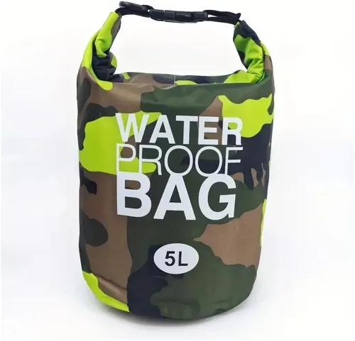 Miniatura 2 de Mochila de almacenamiento en rollo de 5 L, bolsa seca impermeable, para kayak, rafting, canotaje, natación, camping, senderismo, playa, pesca, verde