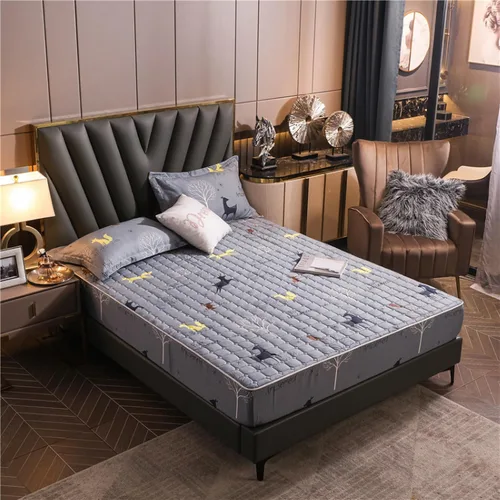 Miniatura 27 de FCLDESHOP Funda de cama, sábanas bajeras gruesas y acolchadas de color sólido, para habitación de los niños, con estampado de animé, geometría, 59.1