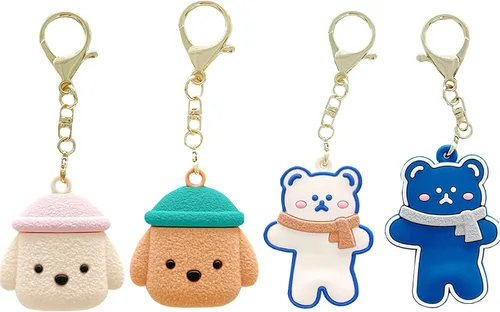 Miniatura 11 de Funda de silicona de animales lindos compatible con Airtags Finder Location Tracker Llavero para niños y mascotas llaves blanco (White Bear)