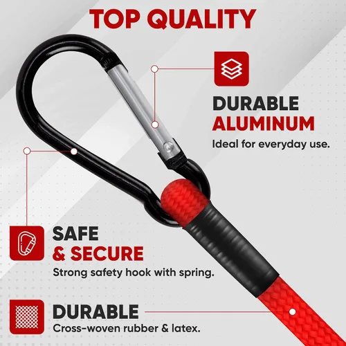 Miniatura 2 de FORTEM Surtido de cuerdas elásticas con mosquetón, paquete múltiple de 32 cuerdas elásticas, incluye cuerdas elásticas de 18", 24", 30", 36", 48