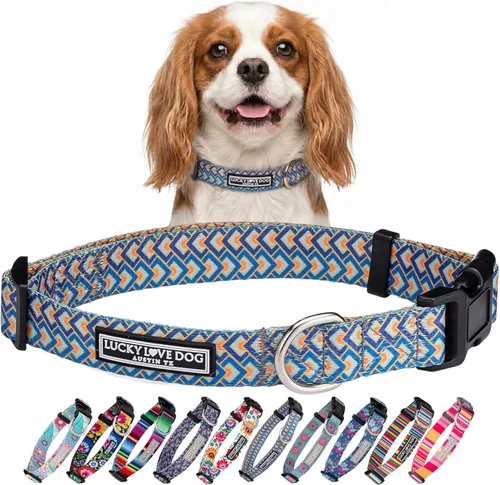 Miniatura 18 de Lucky Love Dog - Collar de perro ajustable con hebilla de fácil clic para los grandes, duradero y cómodo para perros machos y hembras, collar