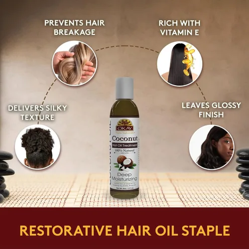 Miniatura 5 de OKAY Tratamiento de aceite caliente de coco Para todo tipo de cabello y texturas Profundamente penetrante 100% natural Libre de parabenos
