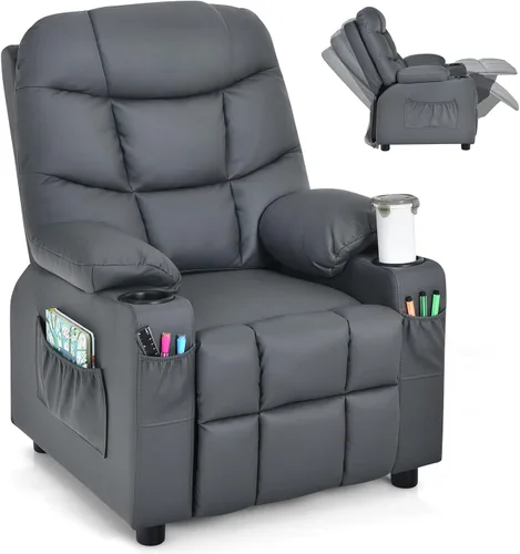 Miniatura 12 de Costzon Silla Reclinable para Niños con Portavasos, Silla de Descanso Ajustable con Reposapiés y Bolsillos Laterales para Habitación de Niños