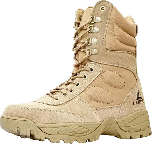 Miniatura 9 de Botas militares tácticas para hombre, zapatos negros para hombre, desierto, combate, ejército, senderismo, al aire libre, cremallera lateral